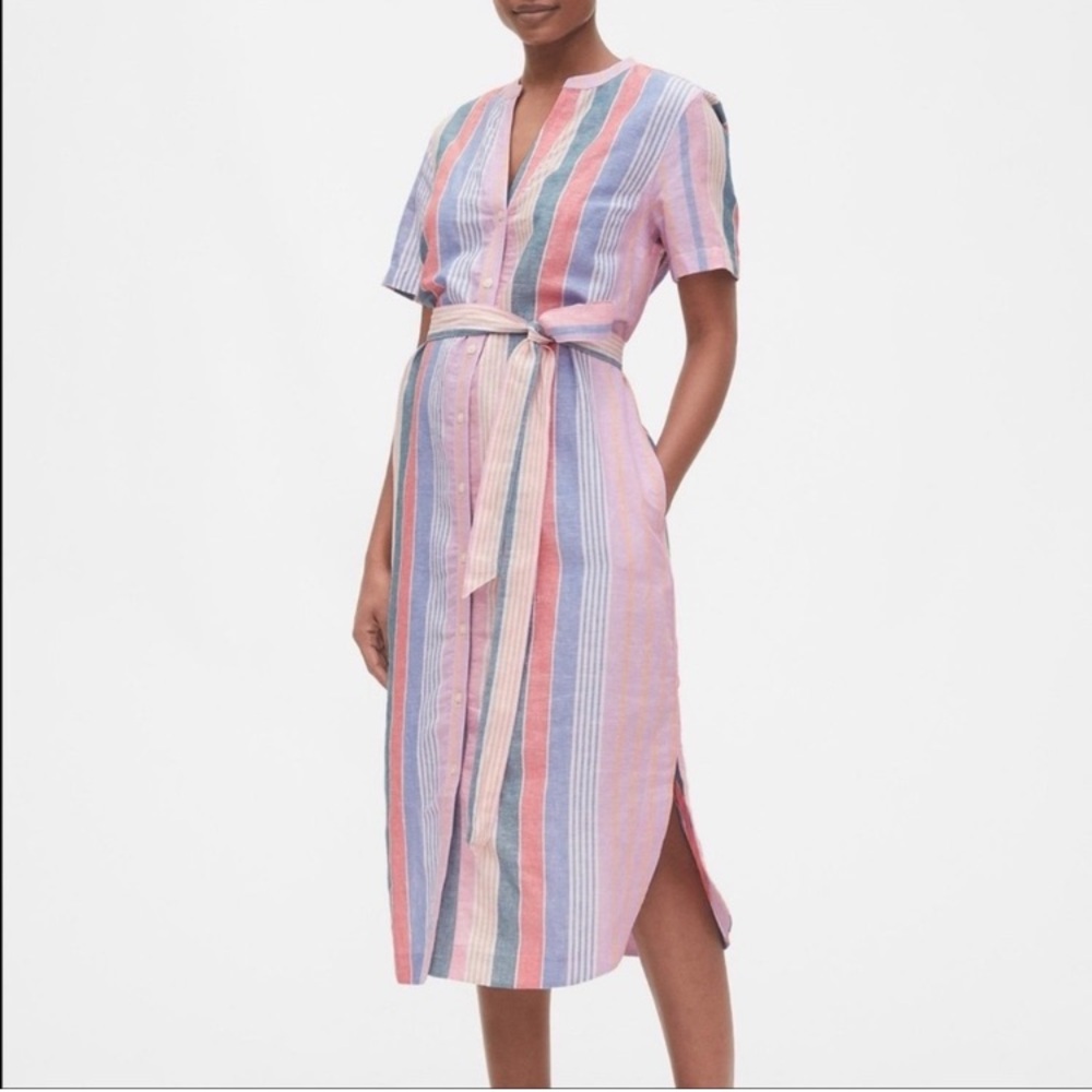 GAP Striped Midi Dress - Pink and Blue